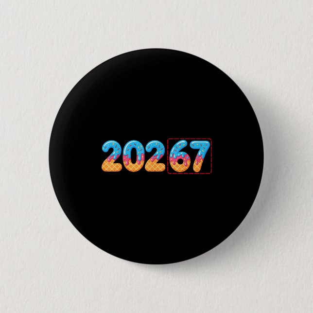 Badge Rond 5 Cm Funny Happy New Year 2026 20267 Ice Cream Drip 67  (Devant)
