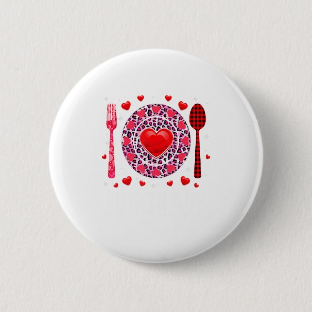 Badge Rond 5 Cm Funny Happy Valentines Day Lunch Lady Leopard Hea  (Devant)