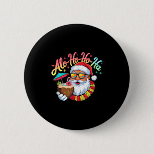 Badge Rond 5 Cm Funny Hawaiian Alo-ho-ho-ha Père Noël Surfing Chri