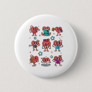 Badge Rond 5 Cm Funny Heart Reading Livres Bookworm Valentines Day