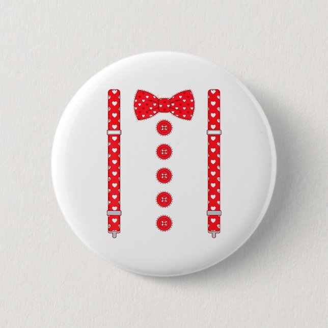 Badge Rond 5 Cm Funny Hearts Bow Tie Suspenders Valentine's Day Co (Devant)