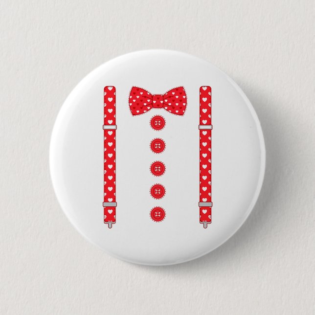 Badge Rond 5 Cm Funny Hearts Bow Tie Suspenders Valentine's Day Co (Devant)