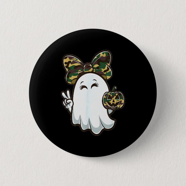 Badge Rond 5 Cm Funny Hello Hunting Season Halloween Camouflage Ca (Devant)