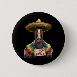 Badge Rond 5 Cm Funny Horse Racing Vintage Cinco De Der1