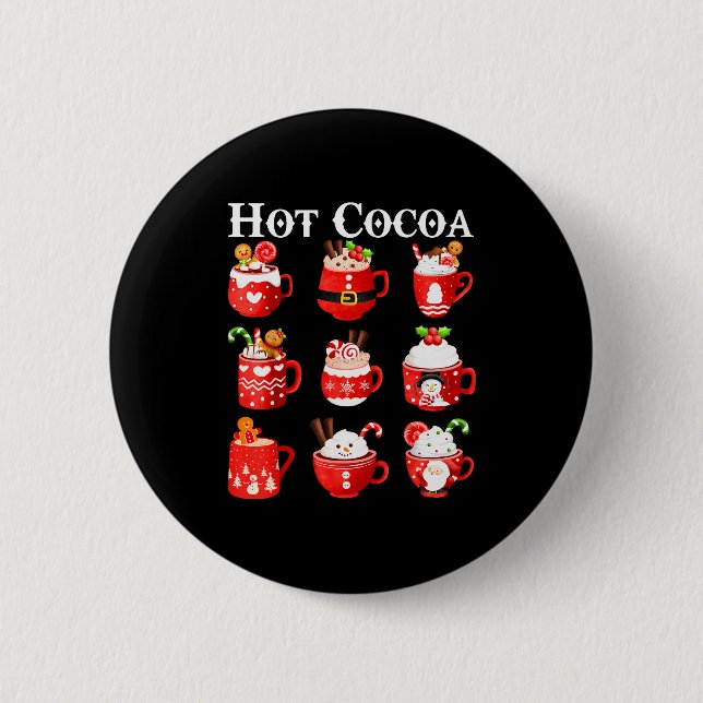 Badge Rond 5 Cm Funny Hot Cocoa Santa Elf C Merry Christmas Pajama (Devant)