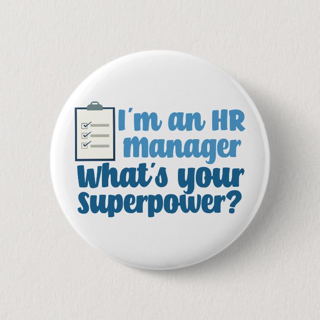Badge Rond 5 Cm Funny Human Resources Superhero (Devant)
