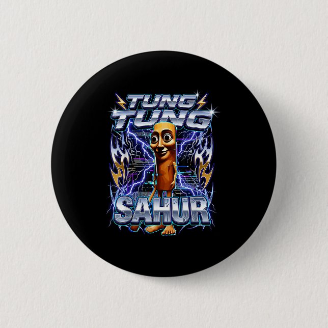 Badge Rond 5 Cm Funny Italian Brainrot Tung Tung Tung Sahur  (Devant)