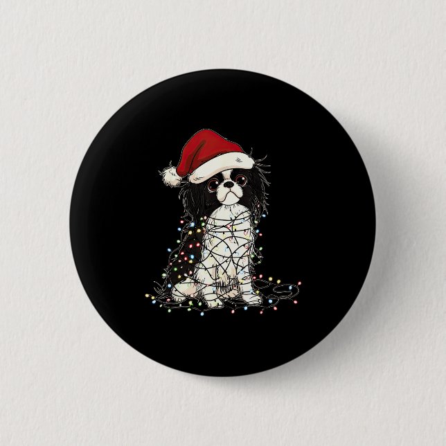 Badge Rond 5 Cm Funny Japanese Chin Christmas Graphics Dog Lights  (Devant)
