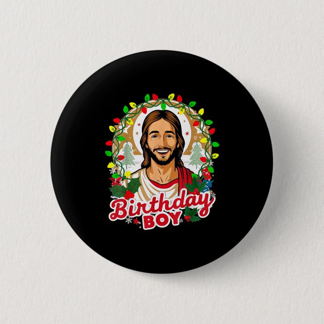 Badge Rond 5 Cm Funny Jesus Birthday Boy Christmas Xmas Holiday Ug (Devant)