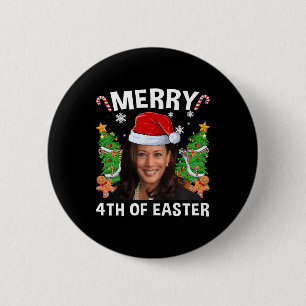 Badge Rond 5 Cm Funny Kamala Harris Noël Santa Hat Joyeux 4e
