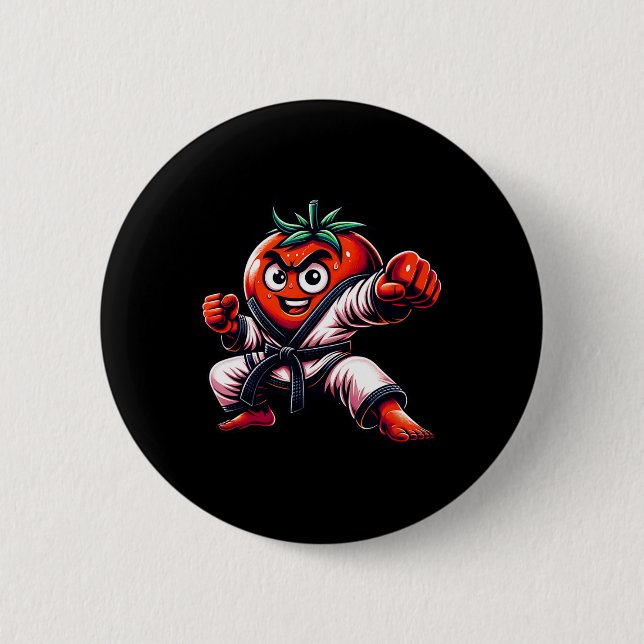 Badge Rond 5 Cm Funny Karate Tomato Design Pour Les Amateurs D'Art (Devant)