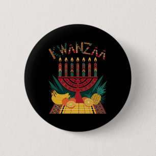 Badge Rond 5 Cm Funny Kinara Sept bougies Kwanzaa Célébration 1