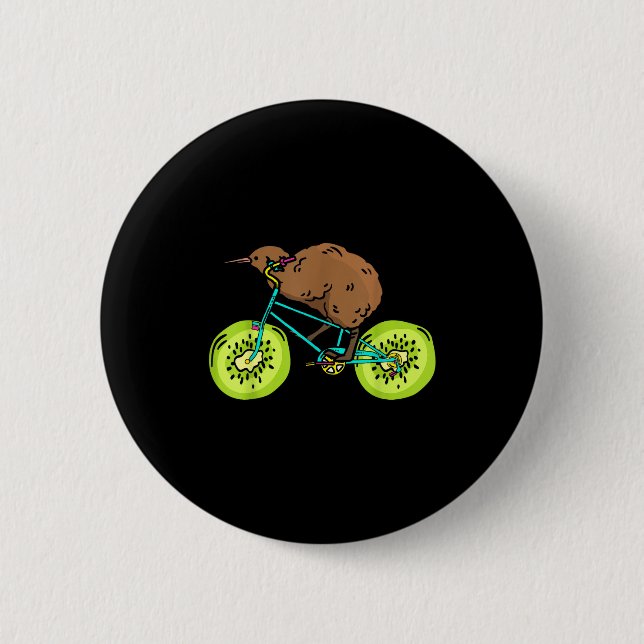 Badge Rond 5 Cm Funny Kiwi Biker Cycling Gift New Zealand  (Devant)