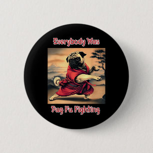 Badge Rond 5 Cm Funny Kung Fu Carlin mignon Karate Carlin humorist