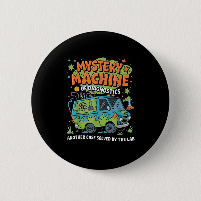 Badge Rond 5 Cm Funny Lab Week 2025 Retro Mystery Machine De Diagn (Devant)