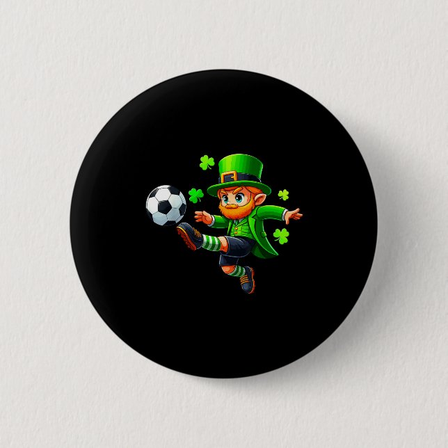 Badge Rond 5 Cm Funny Leprechaun Irish Soccer St Patricks Men Boy  (Devant)