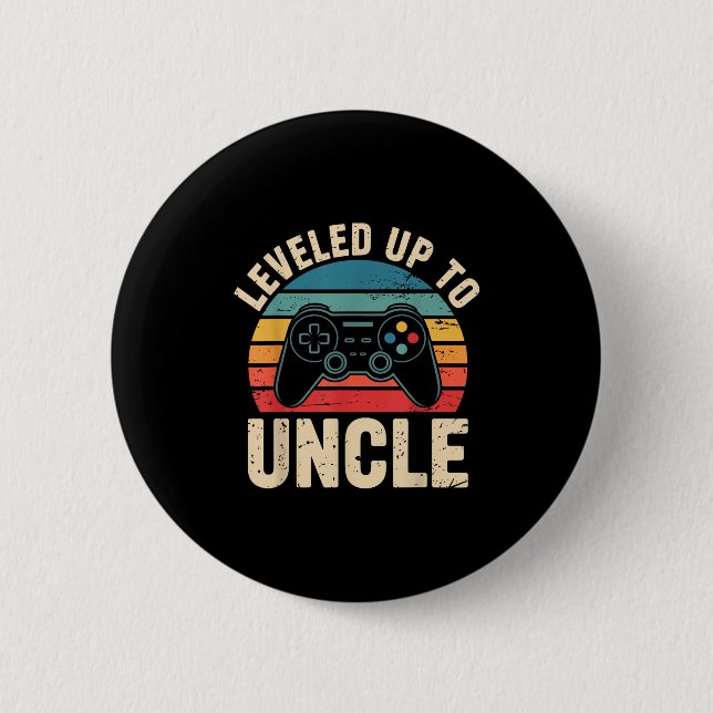 Badge Rond 5 Cm Funny Leveled Up To Uncle Video Gamers Gaming Cute (Devant)