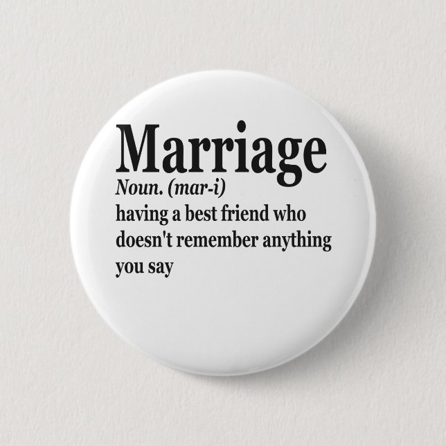 Badge Rond 5 Cm Funny Mariage Définition Couple Mari Femme Cadeau (Devant)