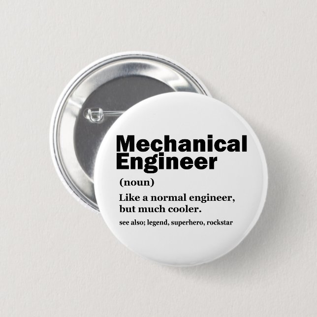 Badge Rond 5 Cm Funny Mechanical Engineer Definition Engineering (Devant & derrière)