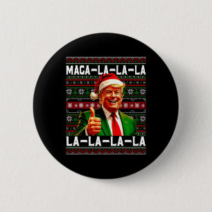 Badge Rond 5 Cm Funny Mega-la-la-Trump Santa Hat Vilain Noël