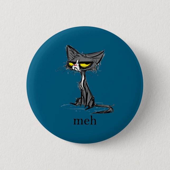 Badge Rond 5 Cm Funny Meh Cat Gift For Cat Lovers  (Devant)