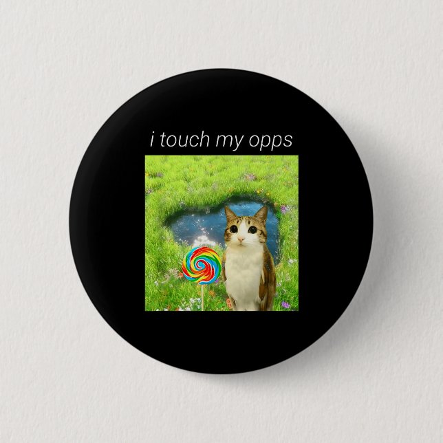 Badge Rond 5 Cm Funny Meowl Meme, Cat Owl Meme Brainrot Gen Alpha  (Devant)