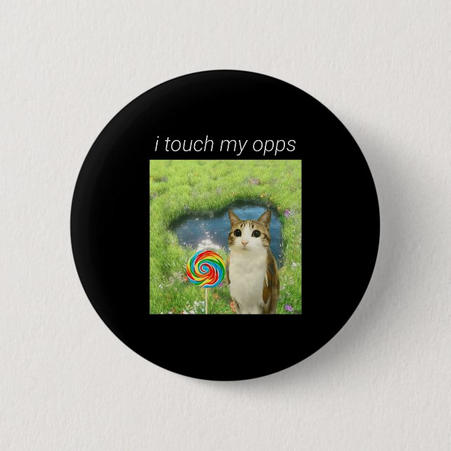 Badge Rond 5 Cm Funny Meowl Meme, Cat Owl Meme Brainrot Gen Alpha  (Devant)