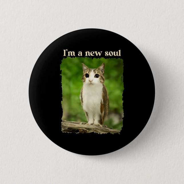 Badge Rond 5 Cm Funny Meowl Meme, Cat Owl Meme Brainrot Gen Alpha  (Devant)