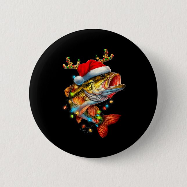 Badge Rond 5 Cm Funny Merry Fishmas B Fish Fishing Christmas Xmas  (Devant)