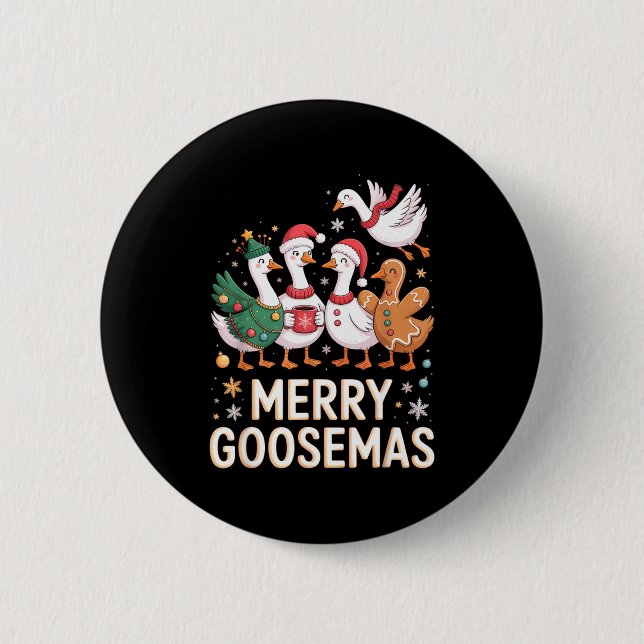 Badge Rond 5 Cm Funny Merry Goosemas Christmas Xmas Goose Family H (Devant)