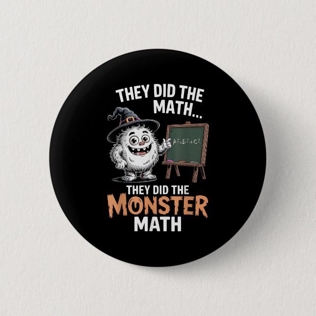Badge Rond 5 Cm Funny Monster Math Enseignant Halloween Yeti Costu (Devant)