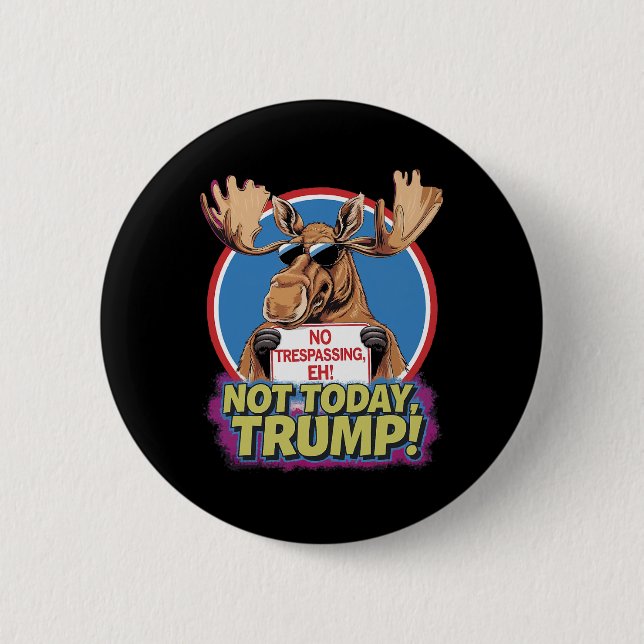 Badge Rond 5 Cm Funny Moose Canada Devient 51E État Des États-Unis (Devant)