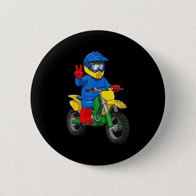 Badge Rond 5 Cm Funny Motorbike Builder Boys Block Building Toys D (Devant)