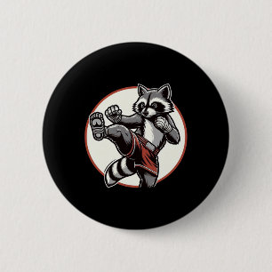 Badge Rond 5 Cm Funny Muay Thai Raccoon Thai Boxe Arts martiaux