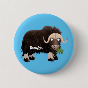 Badge Rond 5 Cm Funny musk ox cartoon illustration