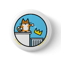Funny No Kings Cat Cartoon Buttons
