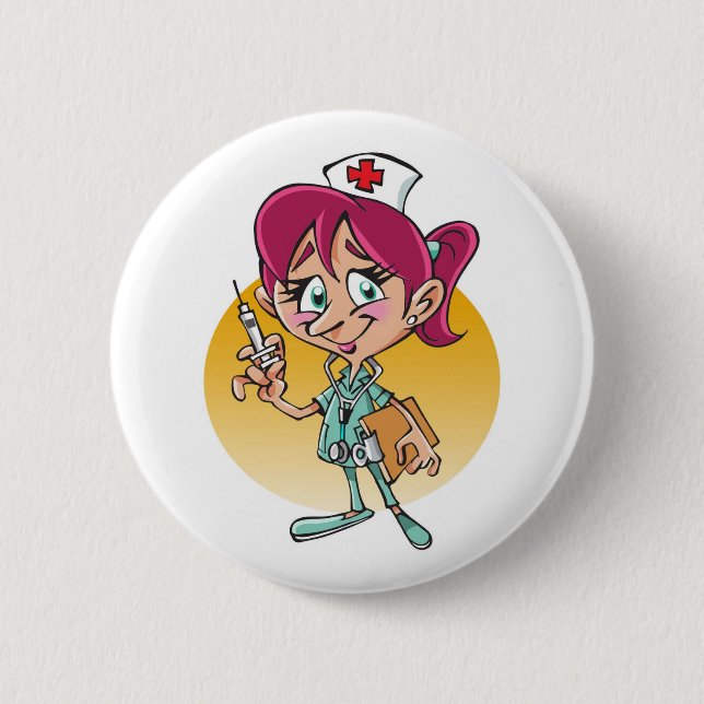 Badge Rond 5 Cm Funny nurse cartoon personalized (Devant)