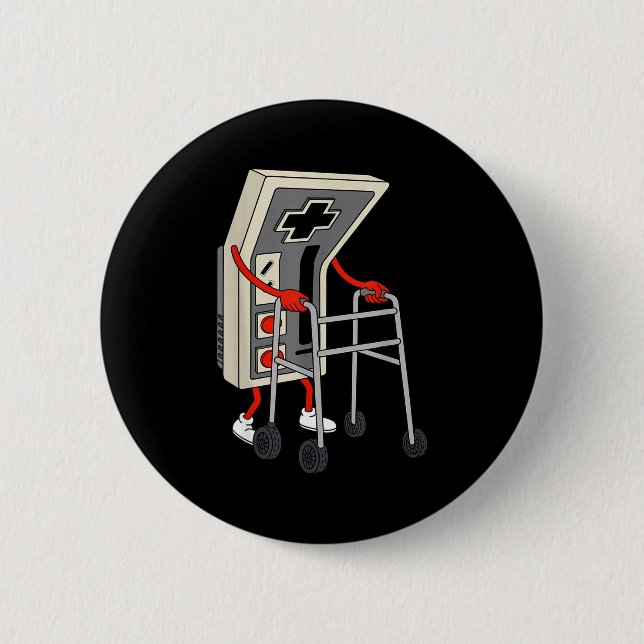 Badge Rond 5 Cm Funny Old Gamer Gaming Retro 80s 90s Video Game Ol (Devant)