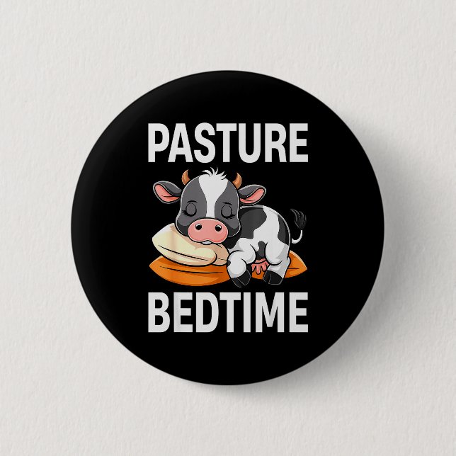 Badge Rond 5 Cm Funny Pasture Bedtime Cute Cow Pajamas Pj Sleep  (Devant)