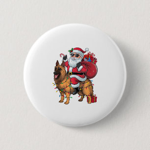 Badge Rond 5 Cm Funny Père Noël équitation berger allemand Chien N