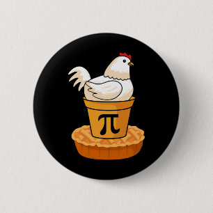 Badge Rond 5 Cm Funny Pi Day - Chicken Pot Pie - Mathématiques mat