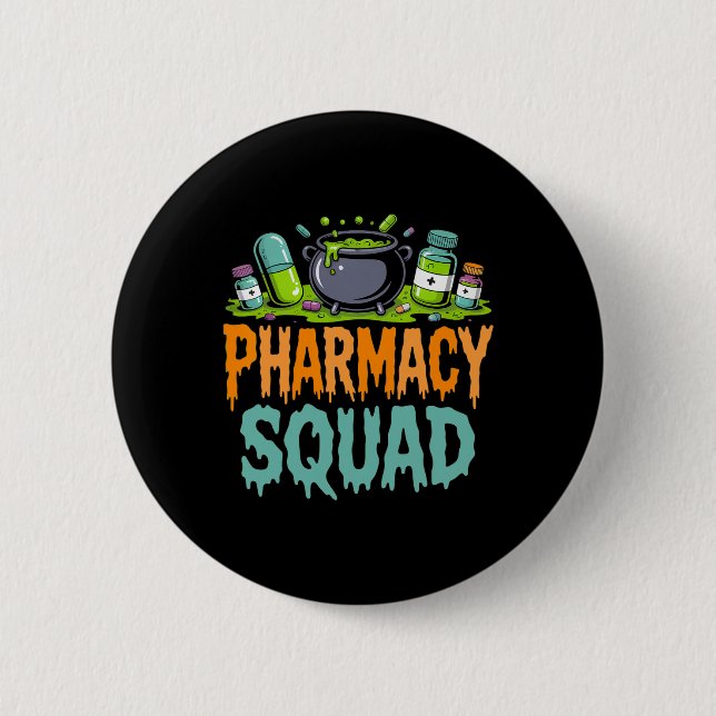 Badge Rond 5 Cm Funny Pills Pharmist Squad Halloween Pa (Devant)