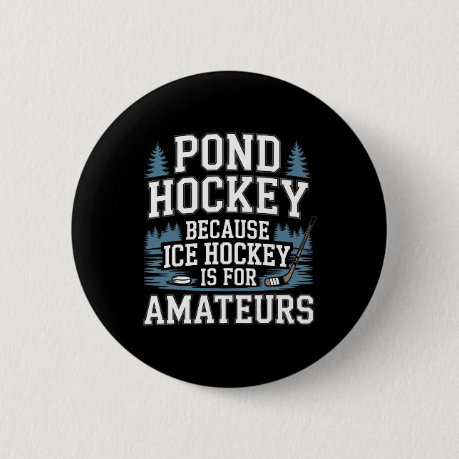 Badge Rond 5 Cm Funny Pond Hockey  (Devant)
