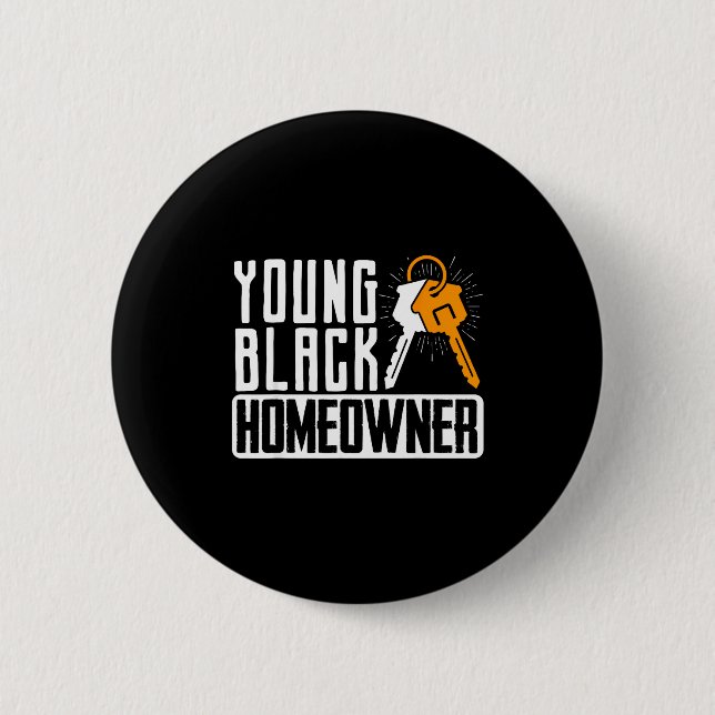Badge Rond 5 Cm Funny Proud New House Young Black Homeowner Housew (Devant)