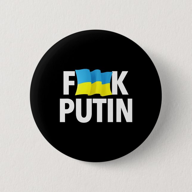 Badge Rond 5 Cm Funny Puck Futin - Drapeau ukrainien  (Devant)