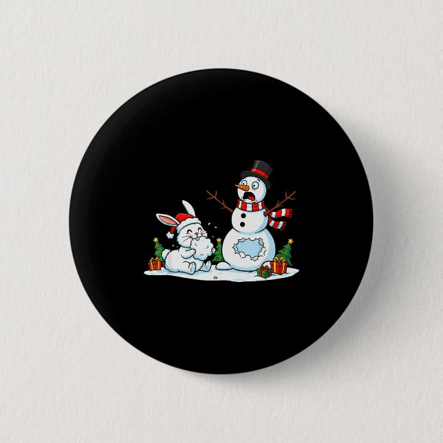 Badge Rond 5 Cm Funny Rabbit Snowman Christmas Bunny Womens Mens K (Devant)
