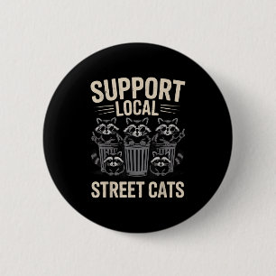Badge Rond 5 Cm Funny Raccoon Sungles Support Vintage Local Street