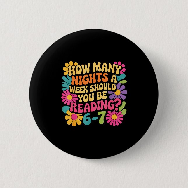 Badge Rond 5 Cm Funny Reading Book Teacher 67 Six Seven Meme  (Devant)