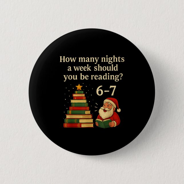 Badge Rond 5 Cm Funny Reading Christmas Tree Book– Reading 6 7 Mem (Devant)