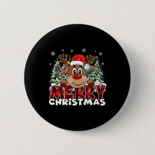 Badge Rond 5 Cm Funny Reindeer Xmas Hommes Femmes Famille Joyeux N